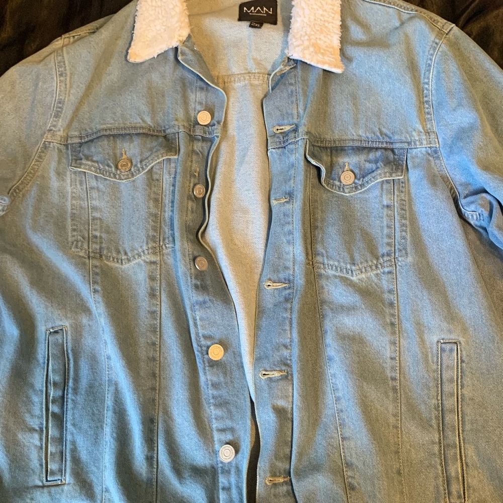 Light Blue Denim Jacket with White Collar